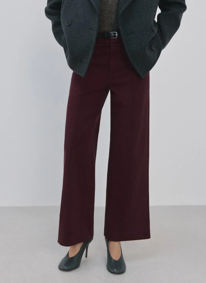 مانجو High-waisted wide leg jeans with stitching